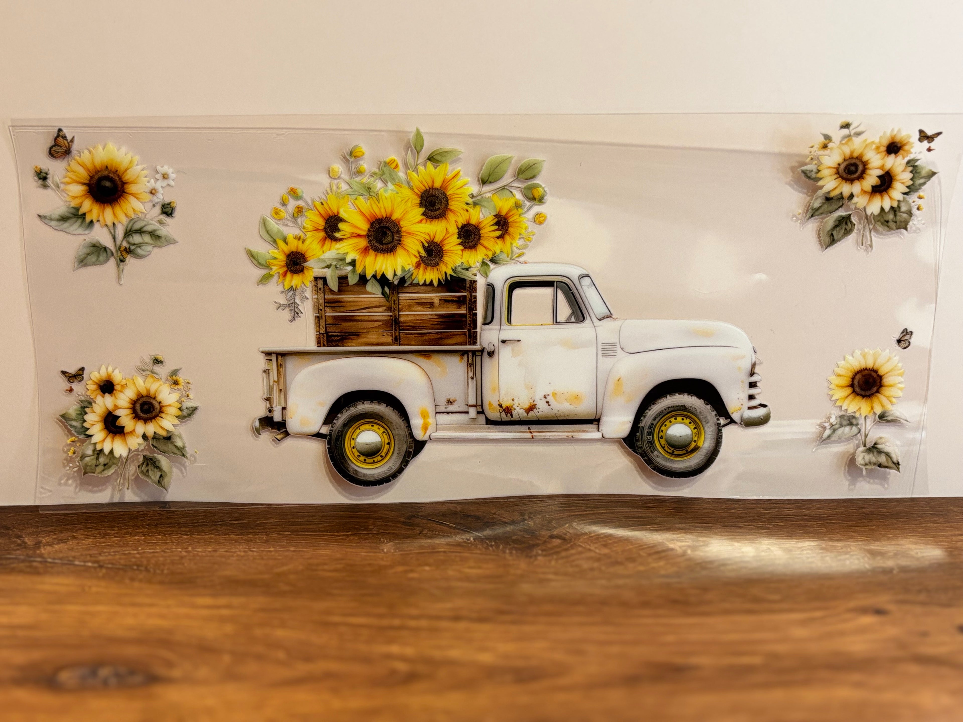 White Truck w/ Sunflowers - Wrap