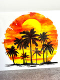 Round Palm Tree Sunset - Decal
