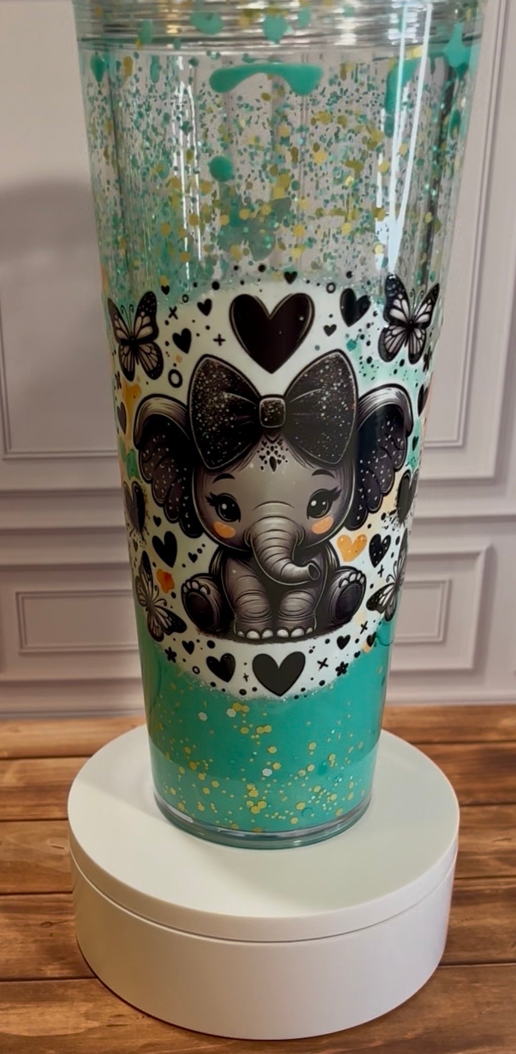 24oz Acrylic Snowglobe Tumbler - She is Strong Brave Fearless