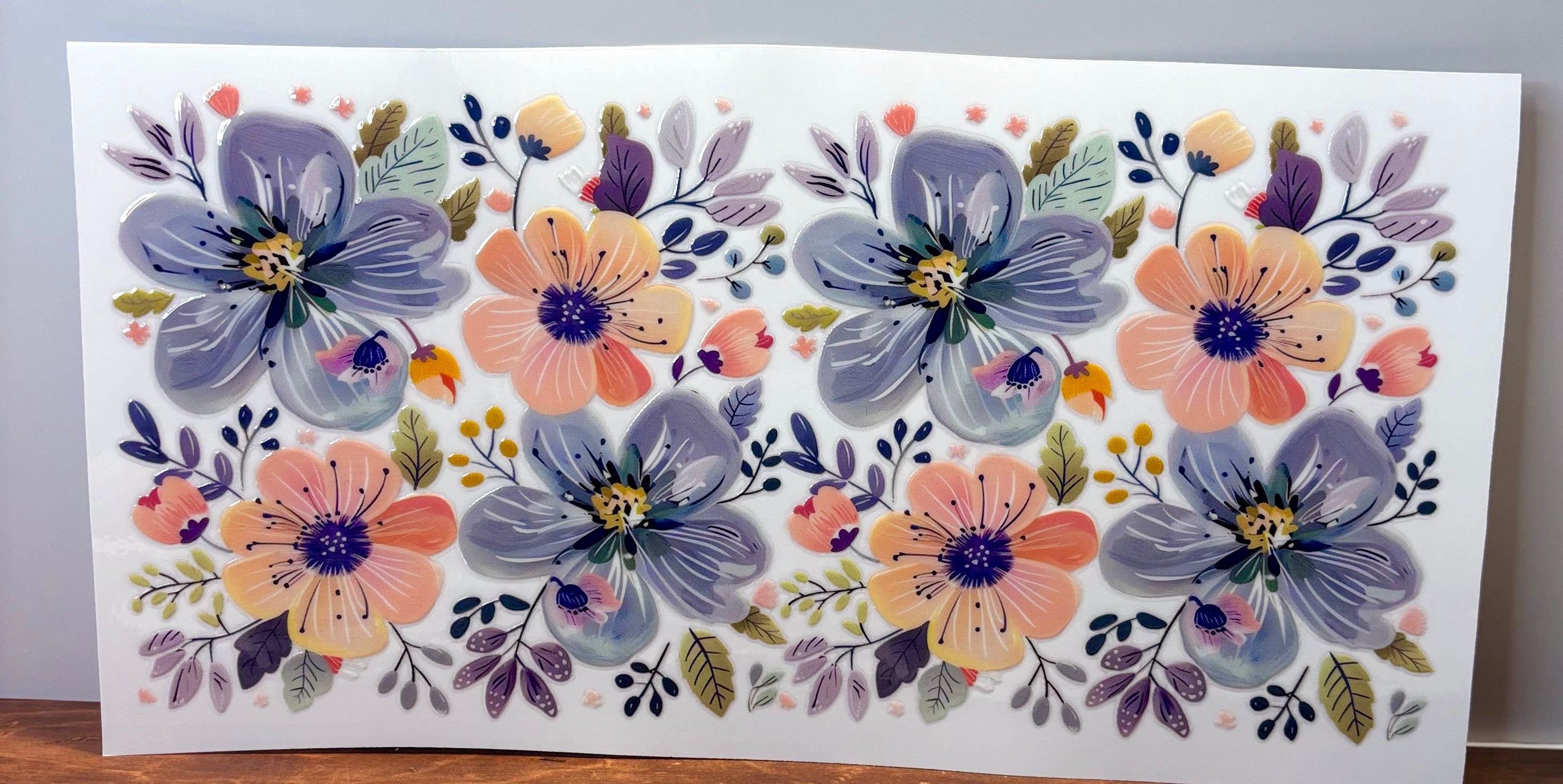 Blue & Peach Flowers - Wrap