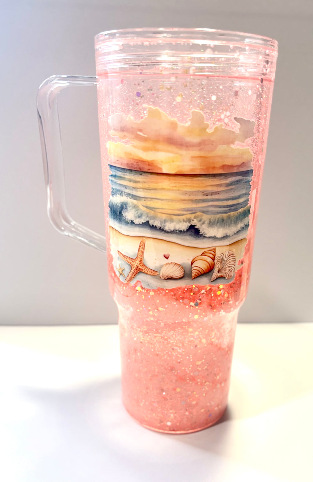 40oz Acrylic Snowglobe Tumbler - Sand Waterfall