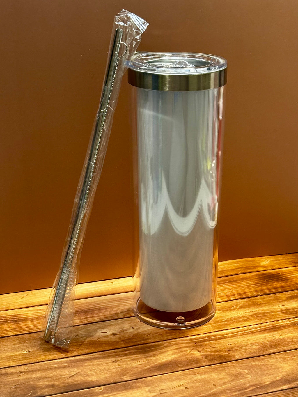 20oz Stainless Steel Outer Plastic Snowglobe Tumbler