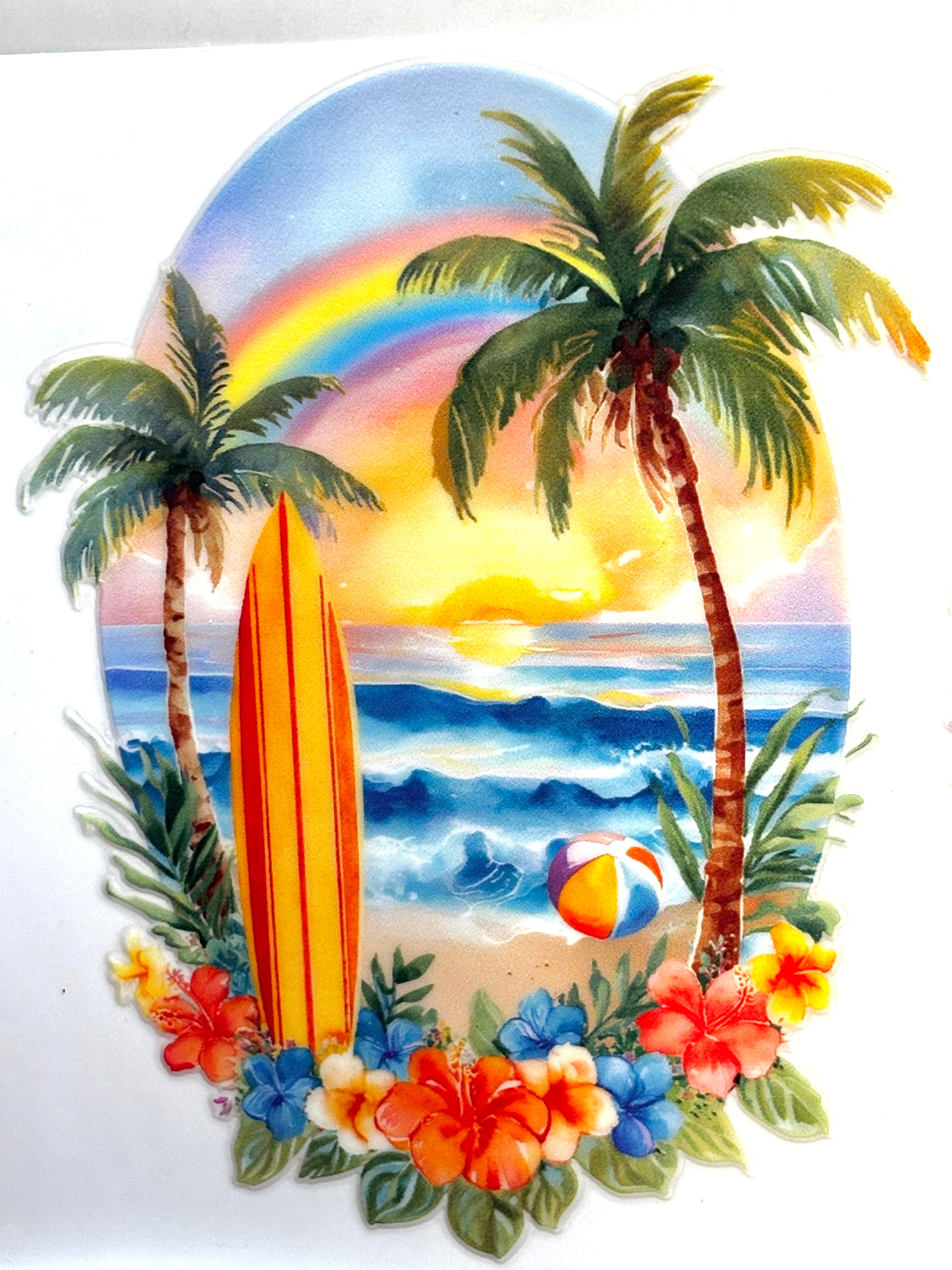 Surf Board - (blue) -Decal