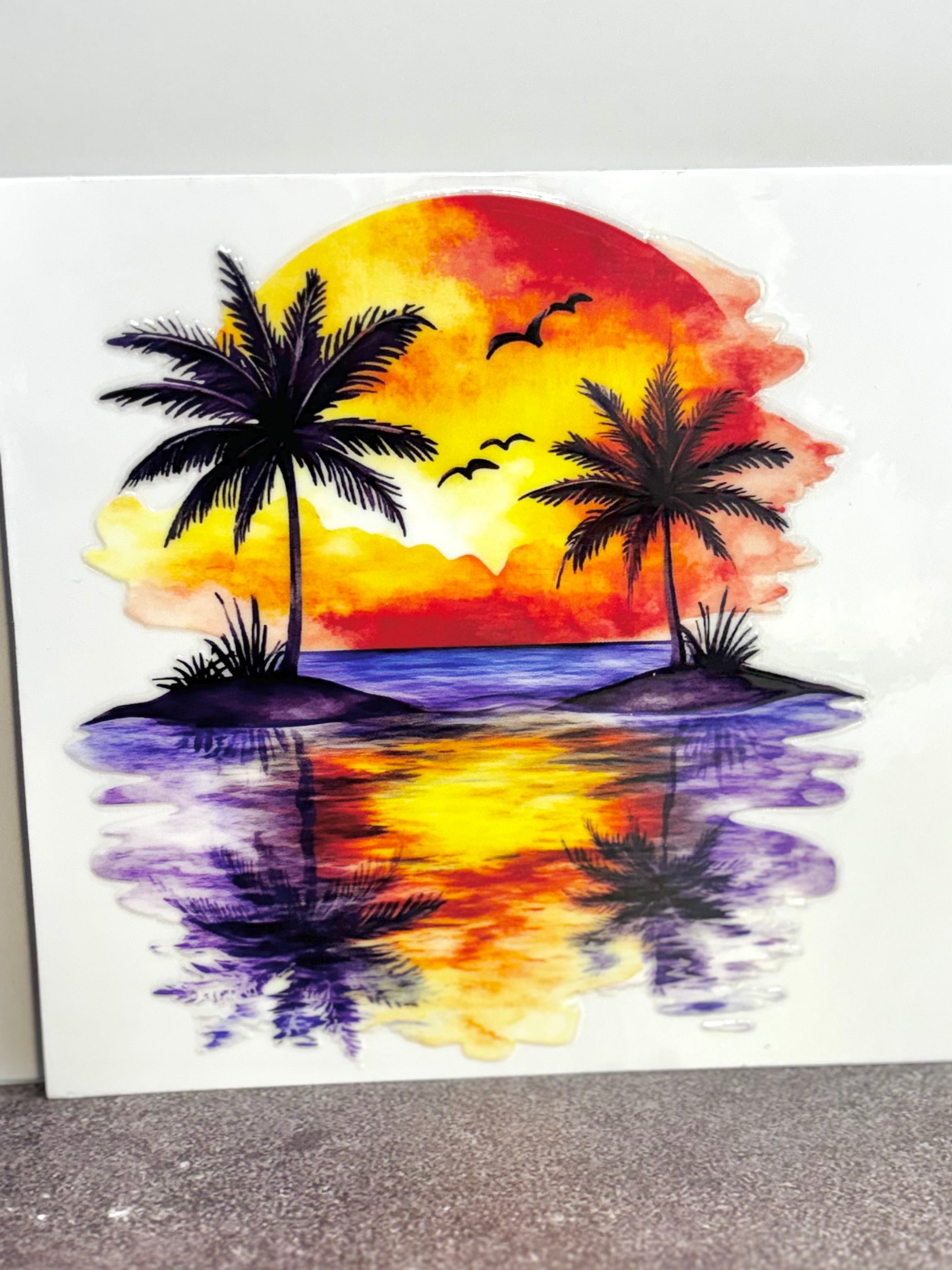 Palm Tree Sunset - Purple - Decal