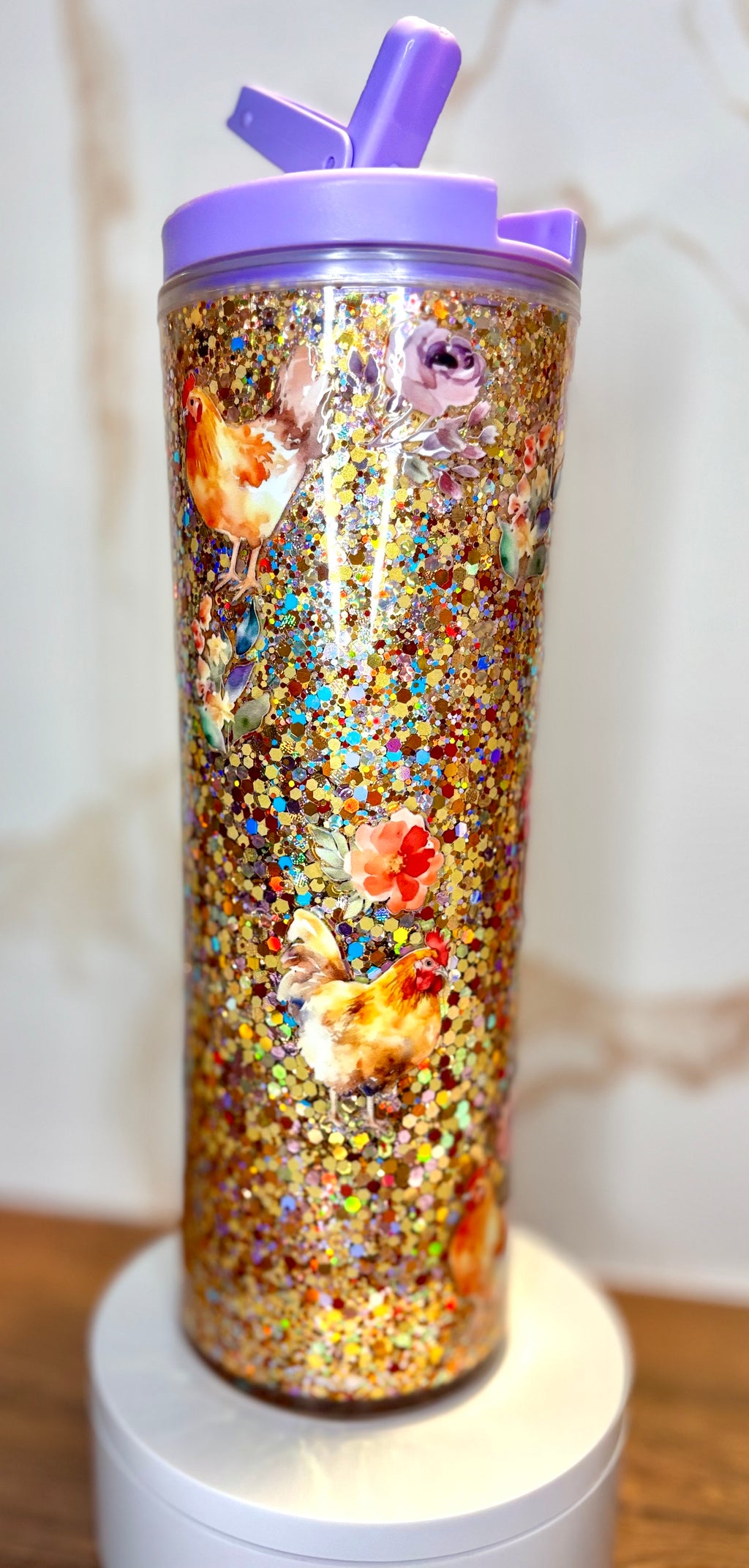 Pre-made 20oz Acrylic Snowglobe Water Bottle