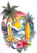 Surf Board - (red) - Decal