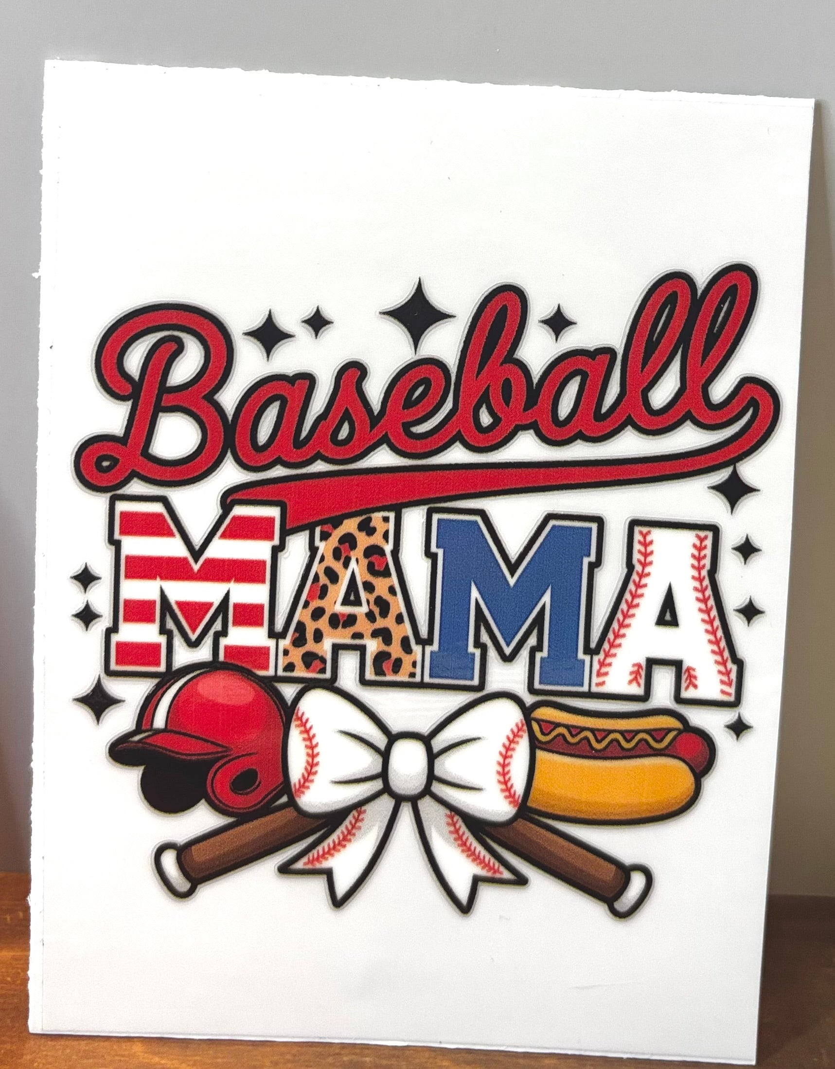 Baseball Mama (white bow) - Decal