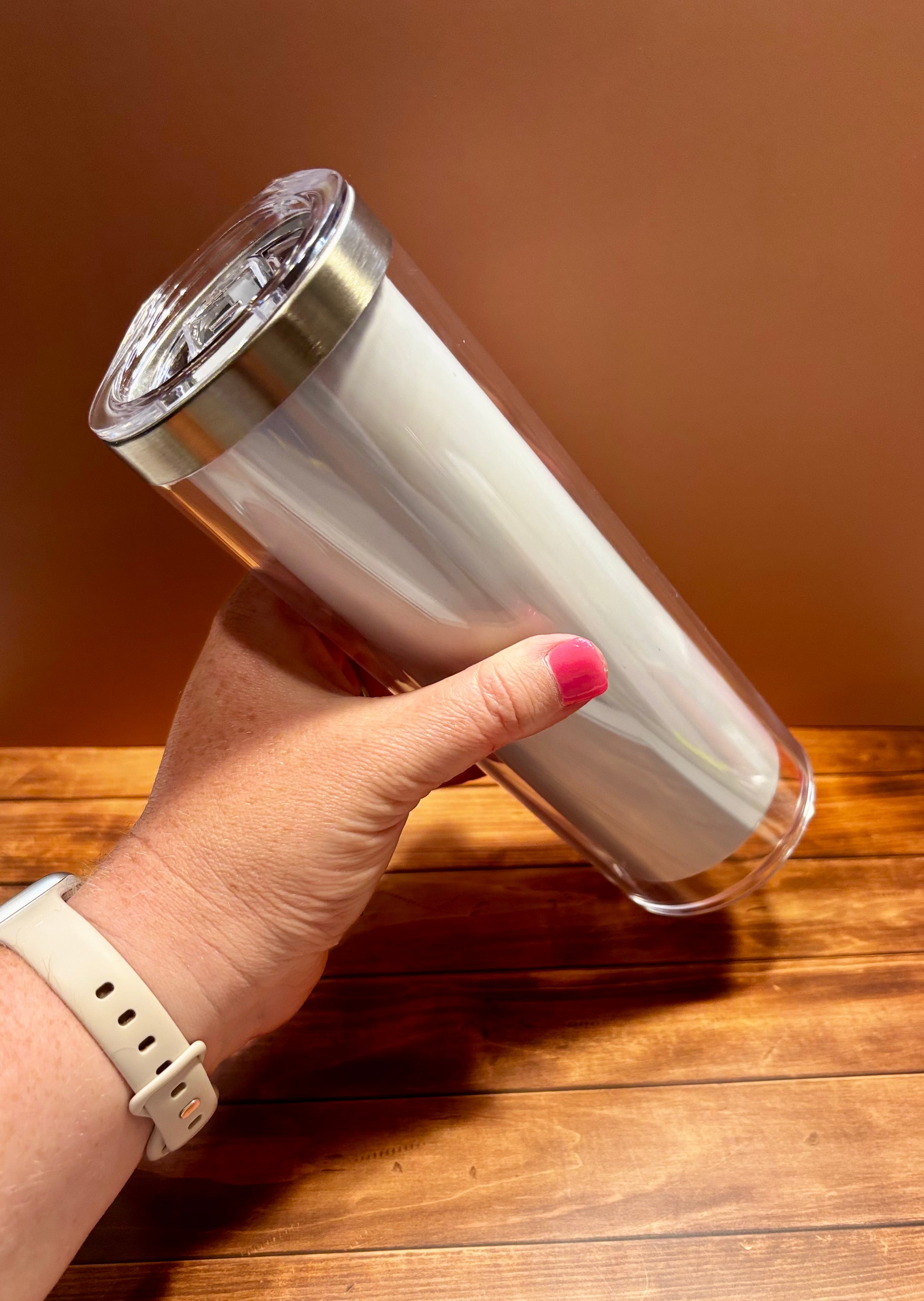 20oz Stainless Steel Outer Plastic Snowglobe Tumbler