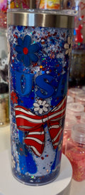 20oz Stainless Steel Snowglobe Tumbler - 4th of July cup