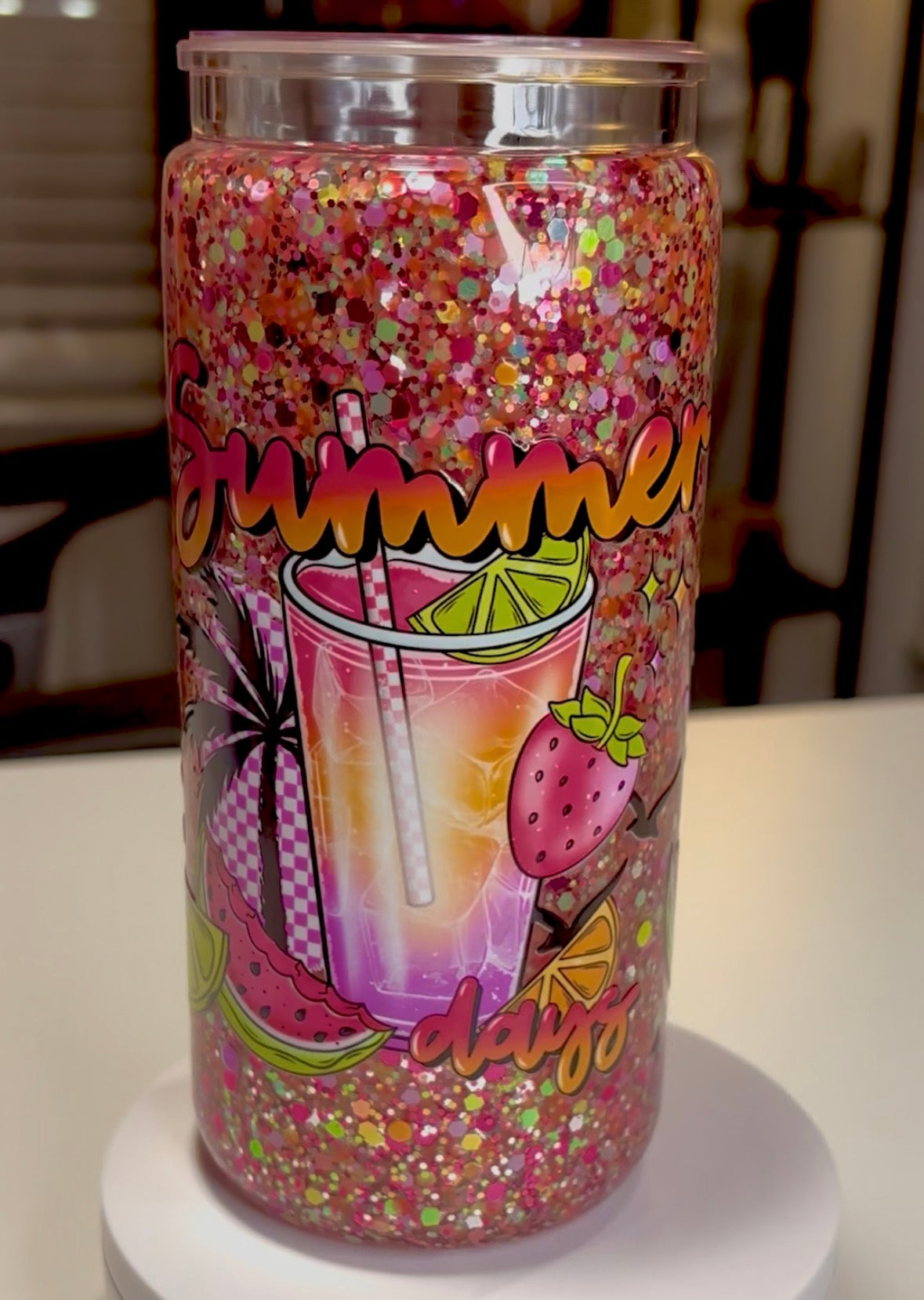 16oz Acrylic Snowglobe Tumbler - Summer Days