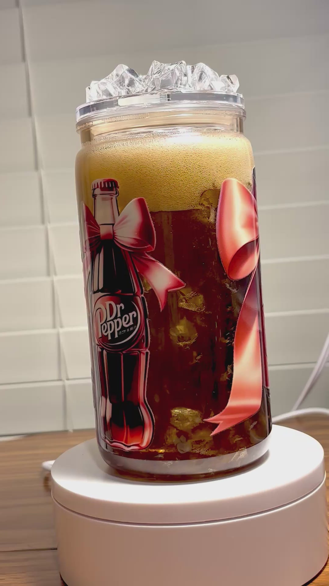 Pre-made 16oz Acrylic Snowglobe Tumbler - Dr. Pepper