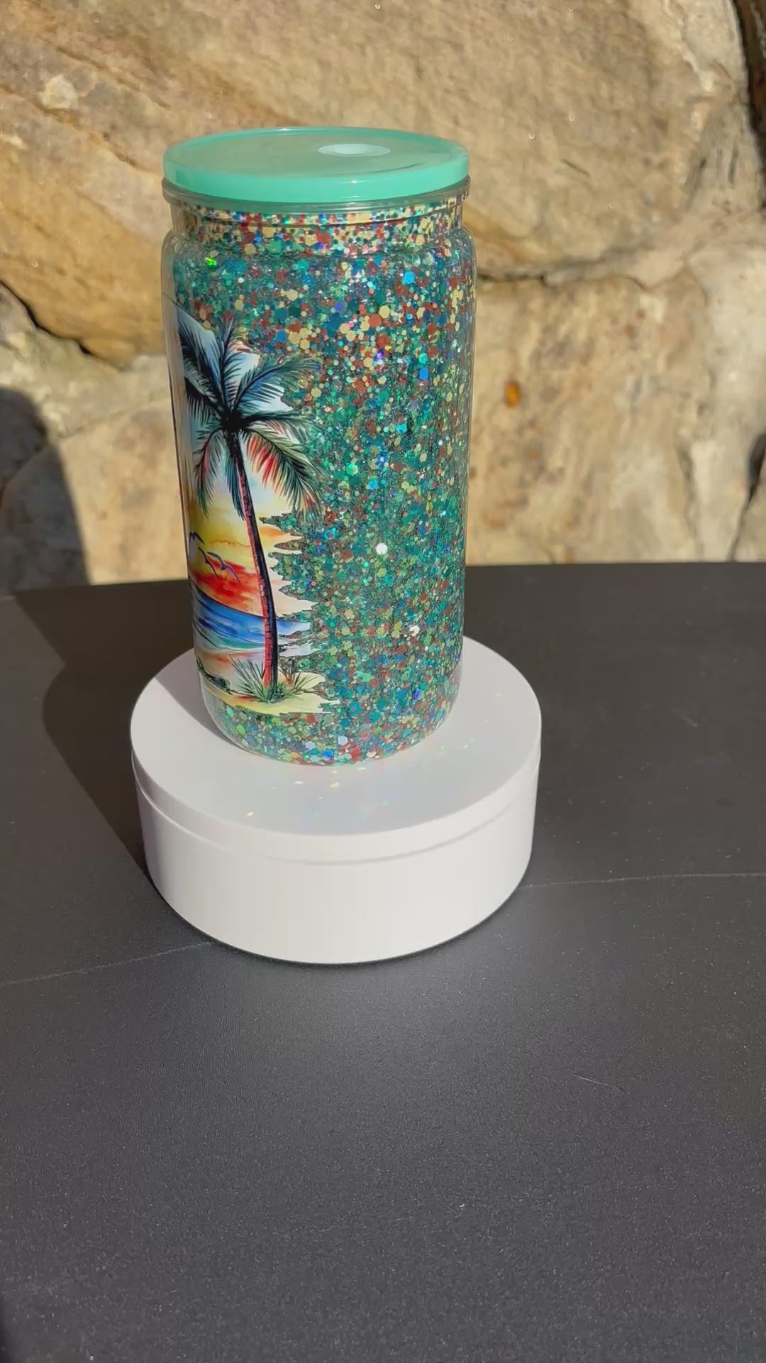 16oz Acrylic Snowglobe Tumbler - Beach