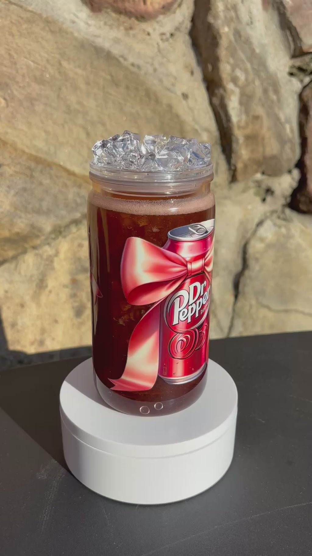 Pre-made 16oz Acrylic Snowglobe Tumbler - Dr. Pepper