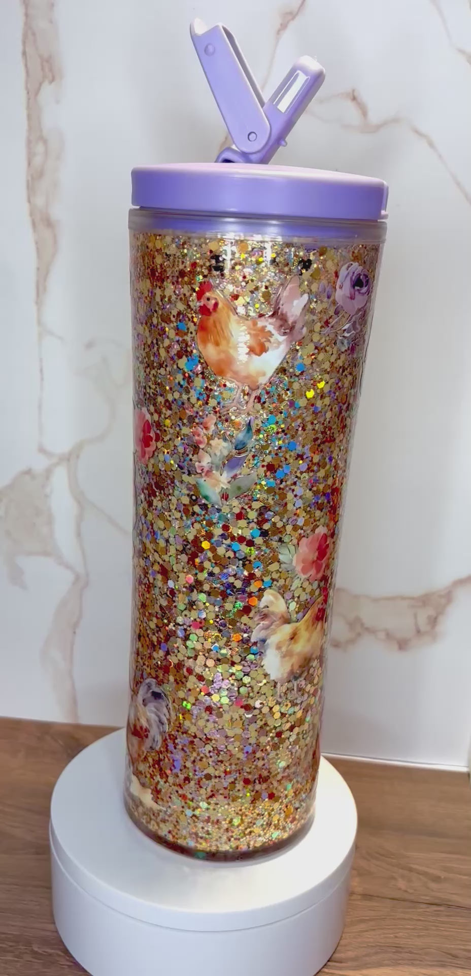 Pre-made 20oz Acrylic Snowglobe Water Bottle