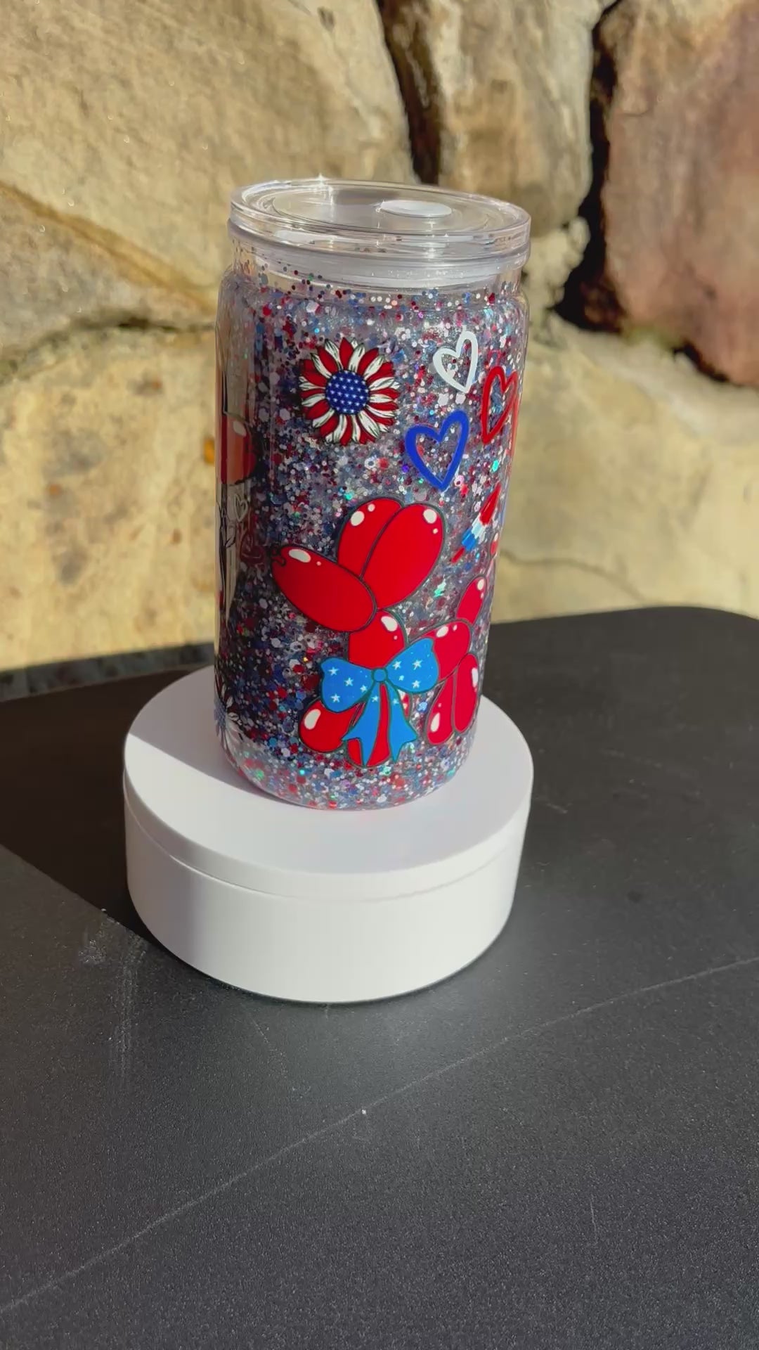 16oz Acrylic Snowglobe Tumbler - Independence Day