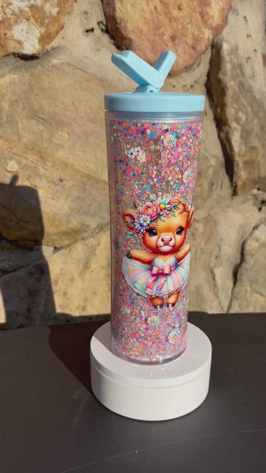 Pre-made 20oz Acrylic Snowglobe Water Bottle