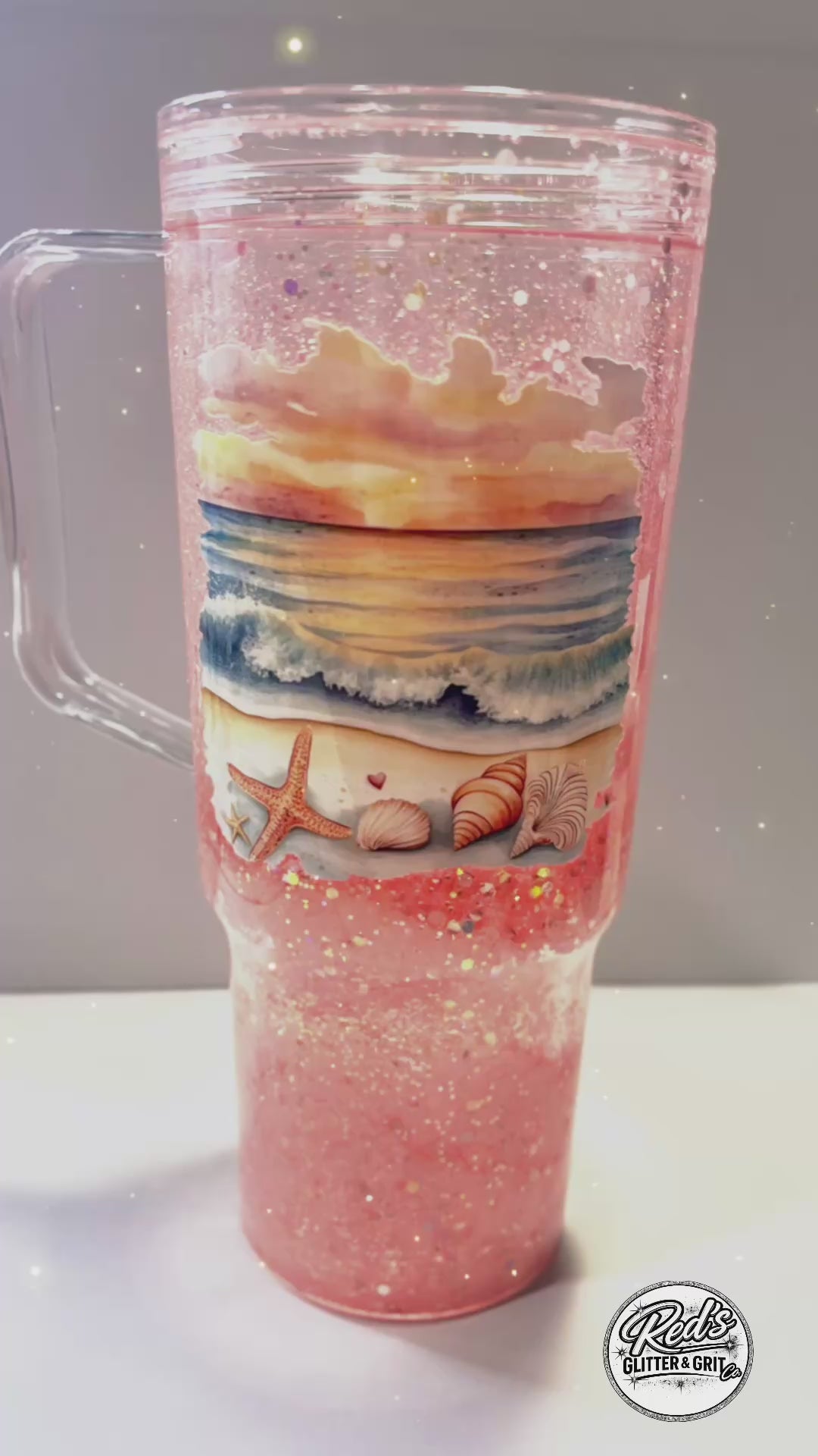 40oz Acrylic Snowglobe Tumbler - Sand Waterfall